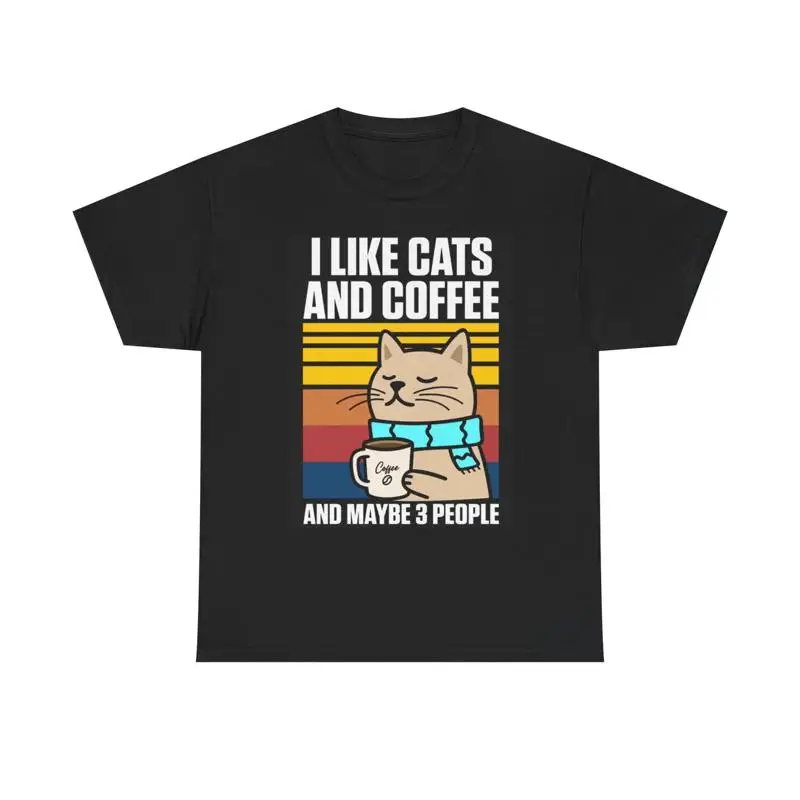 I Like Cats And Coffee T Shirt Funny Retro Art Kittens Heavy Cotton