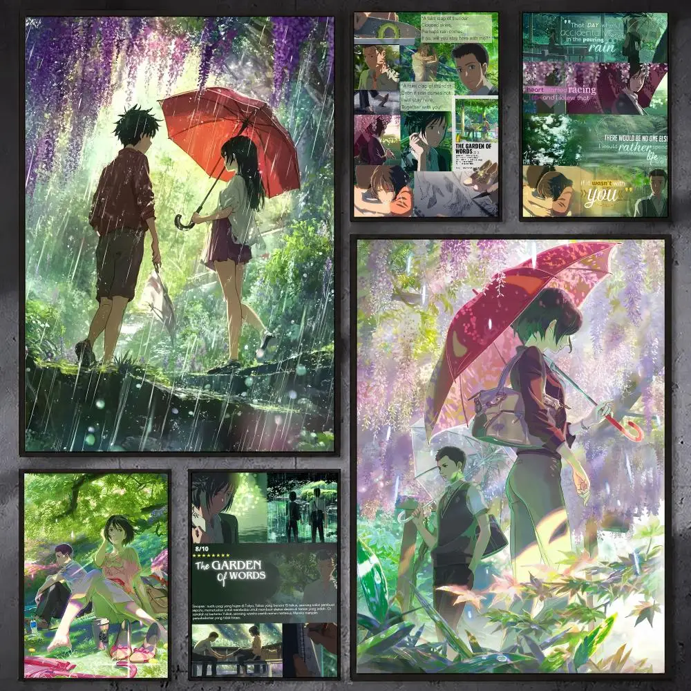 Anime The G-Garden Of W-Words Poster Waterproof Sticky Wall Art Print For Bedroom Living Room Hallway Bar Home Decor