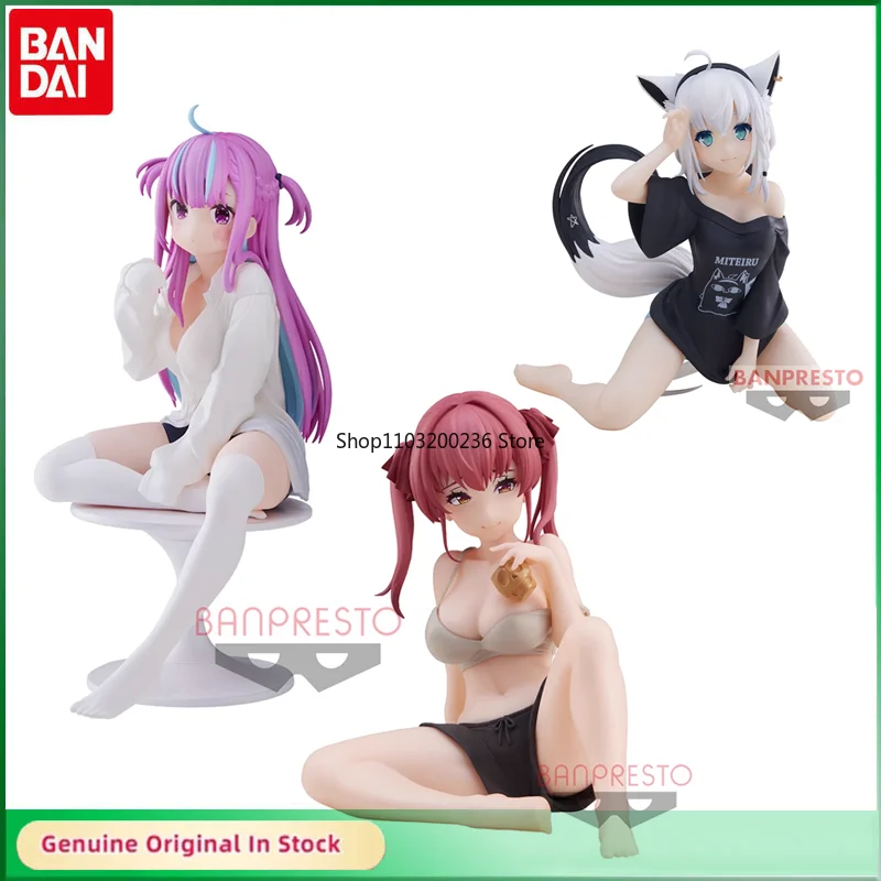 

Original Banpresto Hololive Anime Figure Minato Aqua Houshou Marine Shirakami Fubuki Ookami Mio Relax Time Action Figure Model