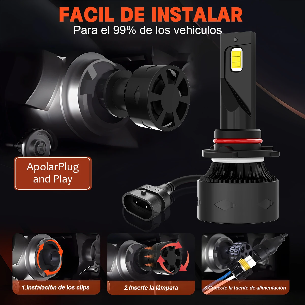 12V Mini Lâmpadas de farol LED 3000K 6000K EMC Anti Interferência Design compacto Fit H4 H13 9004 9007 880 881 H27 5202