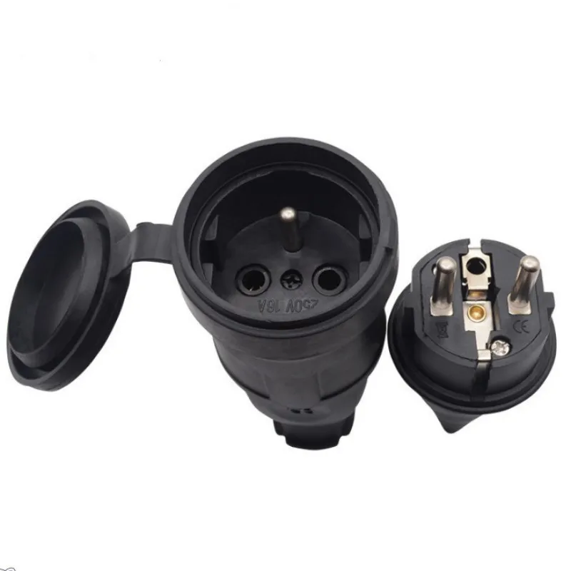 16A Waterproof Socket European Waterproof Socket Male And Female Standard Socket  Assembly Wiring Rubber