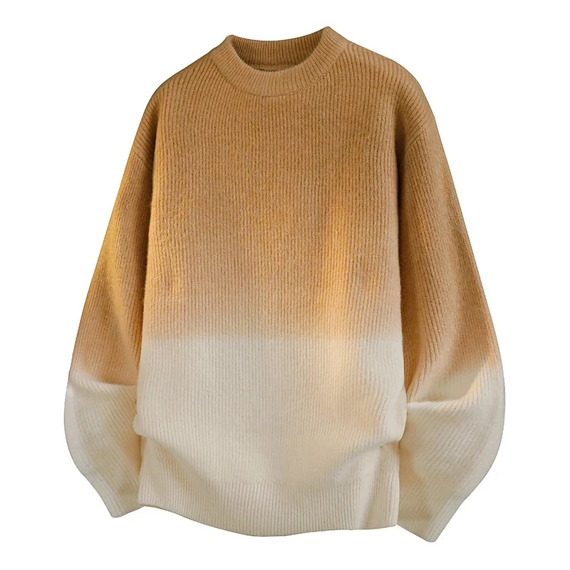

Autumn Winter Men's Gradient Pullover Sweater Home Casual Light Luxury Knitted Long Sleeve Pullover Korean Versatile Warm Tops