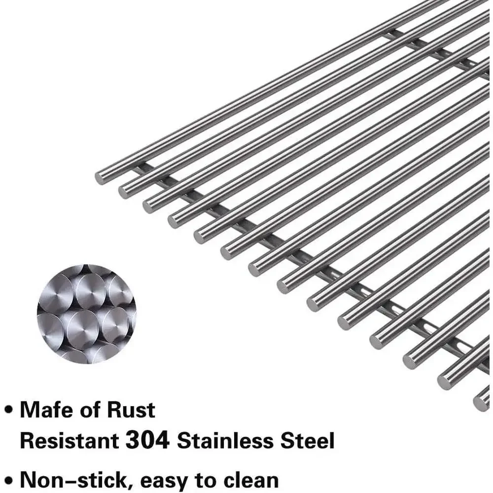 Stainless Steel 18 Cross Rods Cooking Grates Set of 2 Fits Weber Genesis E310 E320 E330 DCS Gas Grills Health Sanitary