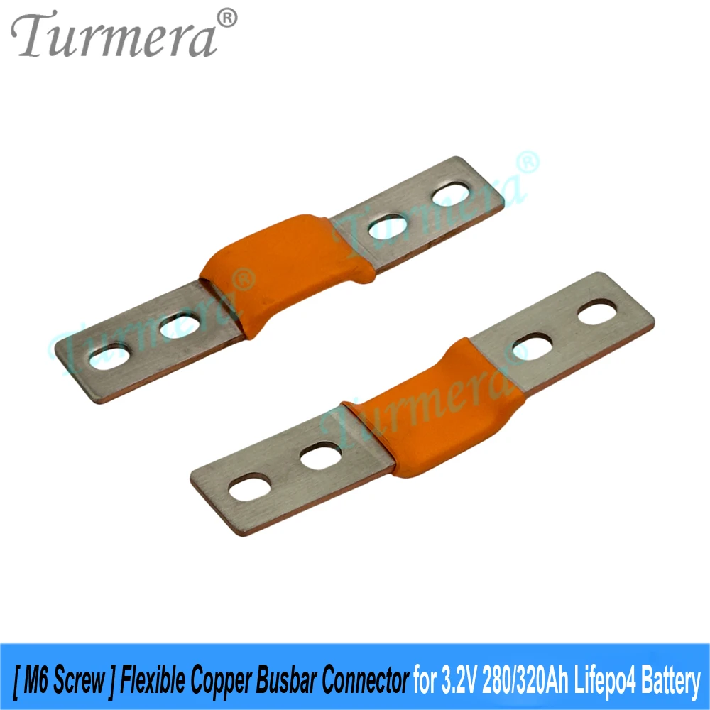Barra Colectora Flexible de Cobre Turmera 24V 48V 12V para Baterías Lifepo4, Conector de Orificio a Orificio de 56mm 2mm 400A para Baterías Lifepo4