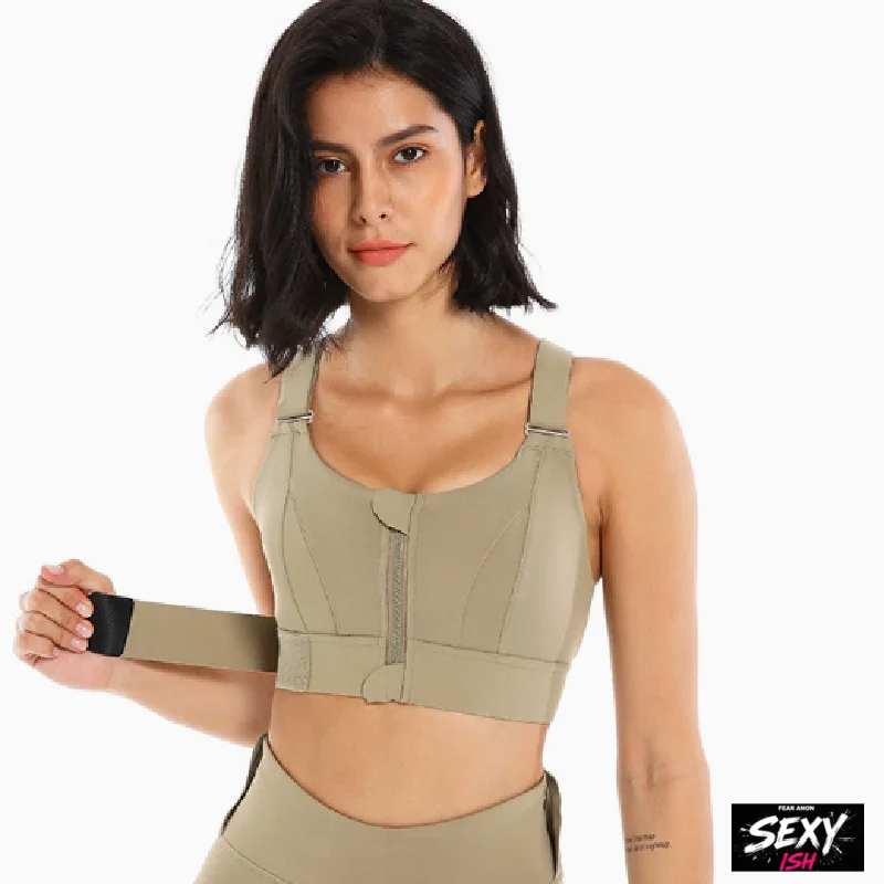 High‑impact sports bra for plus‑size women, shock‑absorbing and push‑up, high‑support tank‑style bra for running with large bust