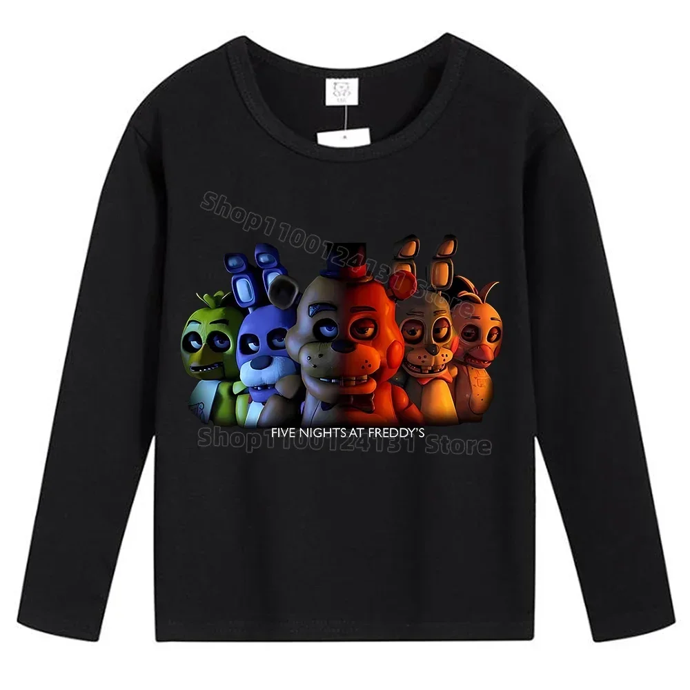 Five Nights At Freddys 子供用服 長袖 Tシャツ 男の子 女の子 綿服 Tシャツ 快適なトップス ベースシャツ ギフト