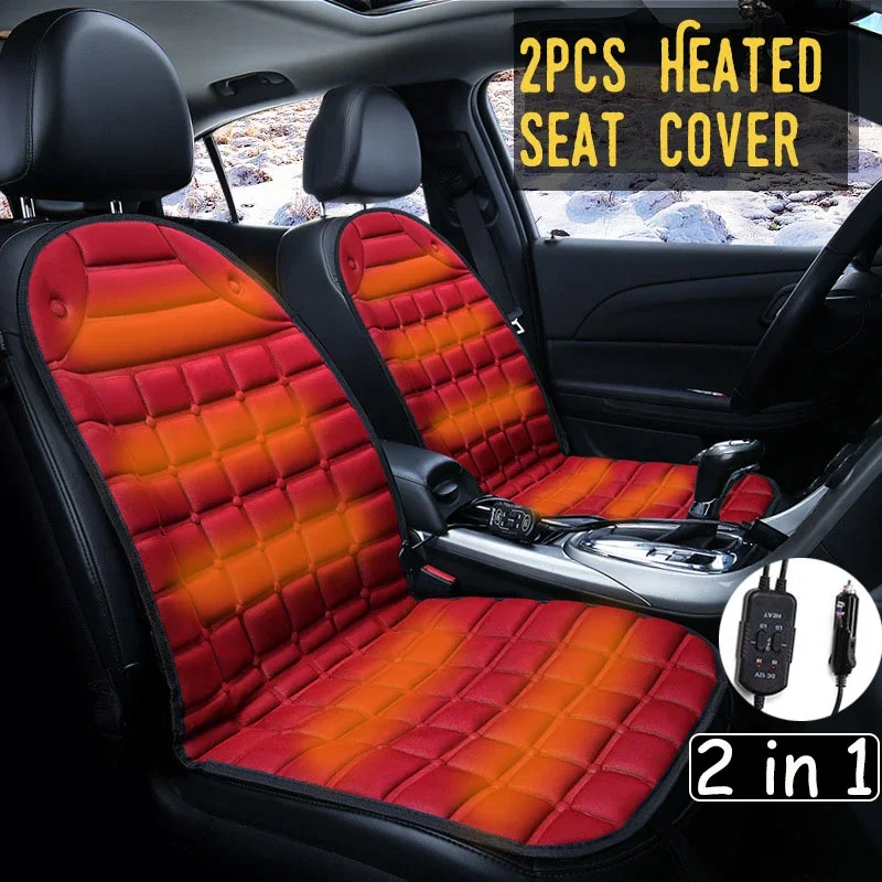 2x 12V Fast Electric Heated adjustable Black/Grey/Blue/Red/Coffee Car Heated Seat cover Winter Pad Cushions Auto Covers