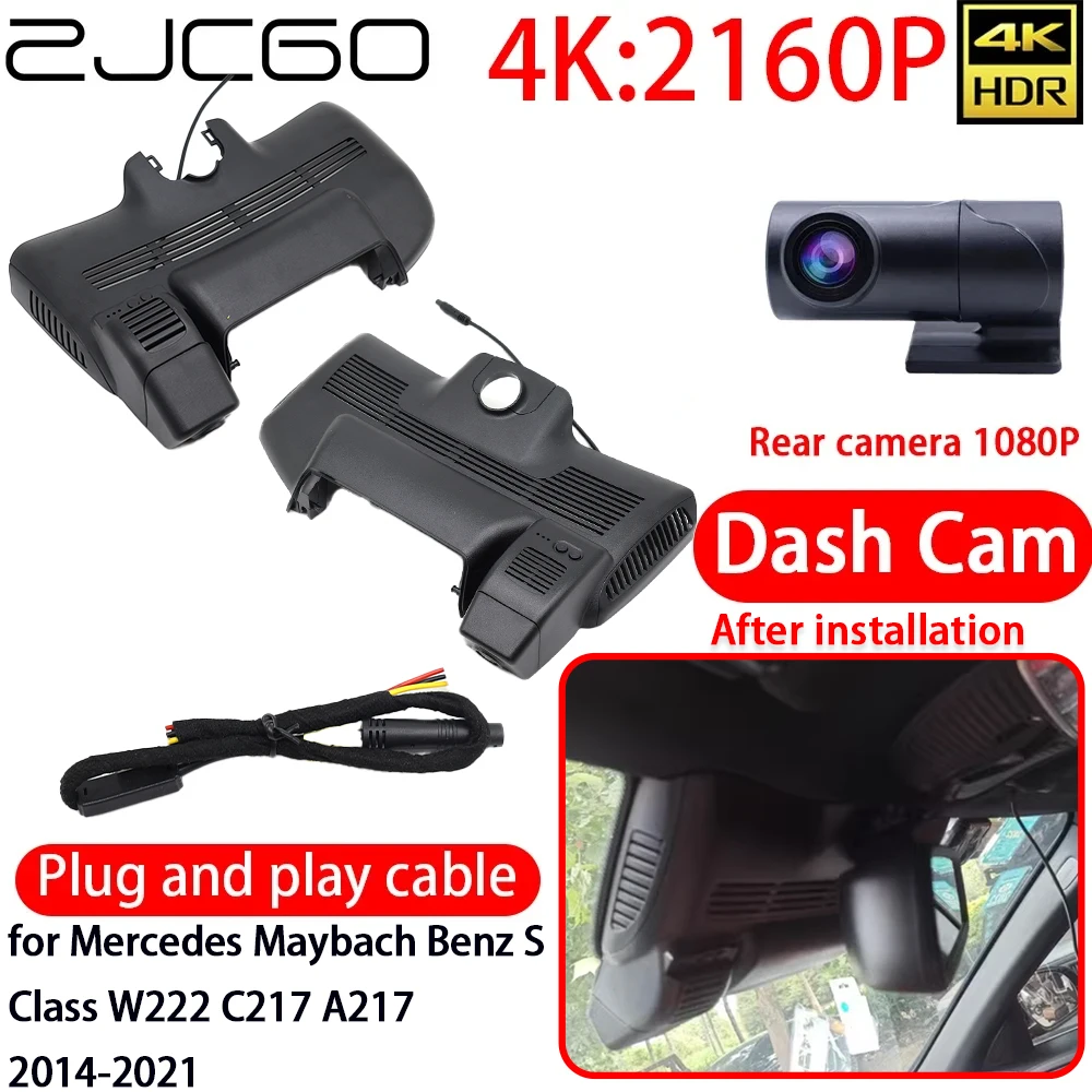 ZJCGO for Mercedes Maybach Benz S Class W222 C217 A217 2014-2021 4K DVR Dash Cam Wifi Front 2160P Rear Car Camera 24h Monitor
