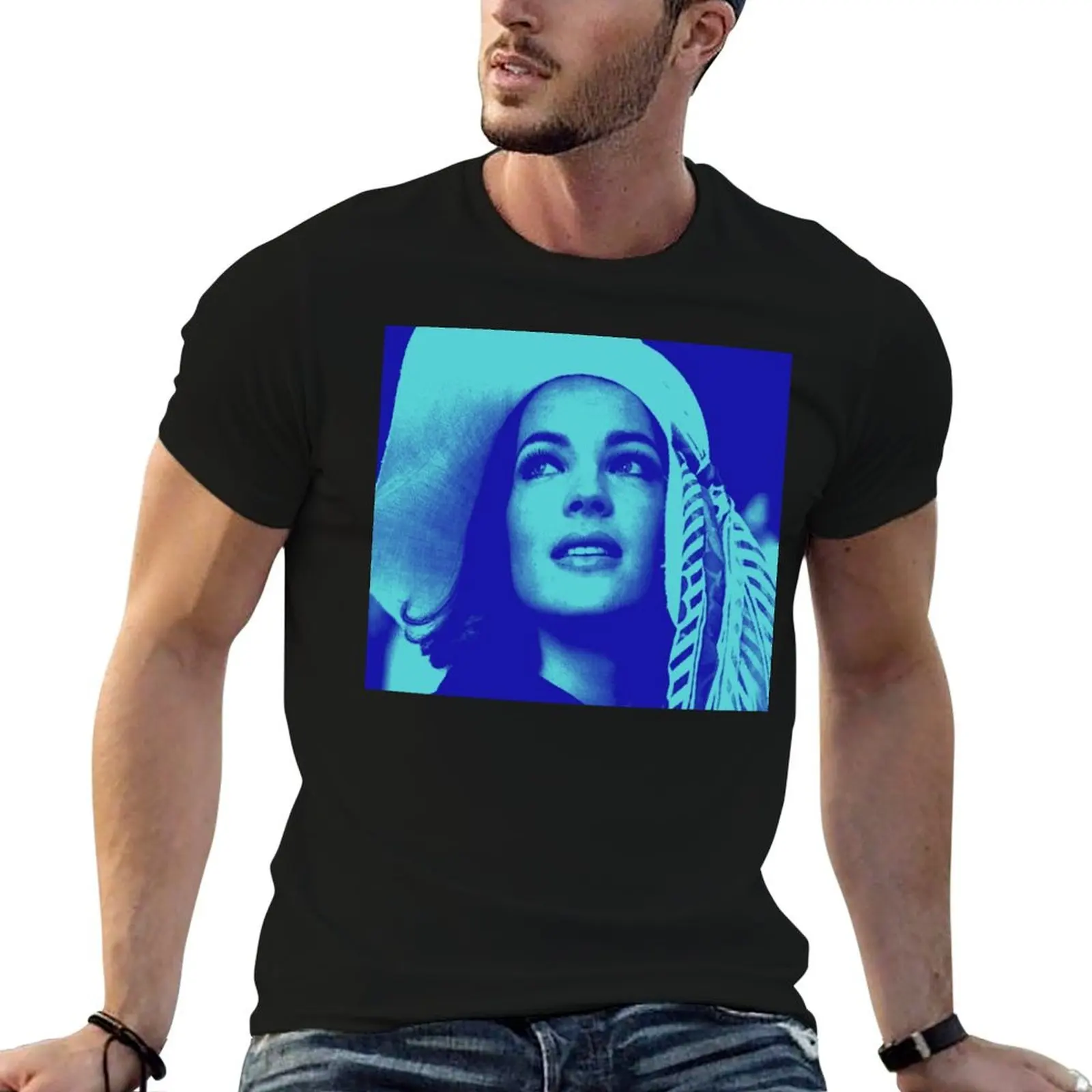 

Romy Schneider in blue Lightweight Sweatshirt summer top shirts graphic blacks vintage anime shirt T-shirt men