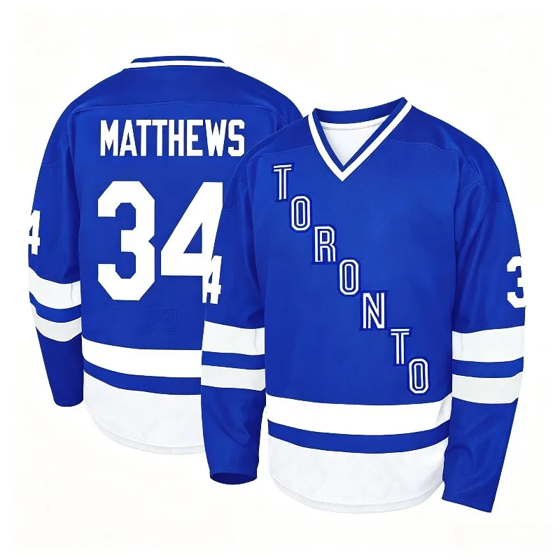 Unisex Toronto Inspired Ice Hockey Jersey 3D Print Matthews 34 Graphic Quick Dry V Neck Long Sleeve Family Fan Sports Top Kids