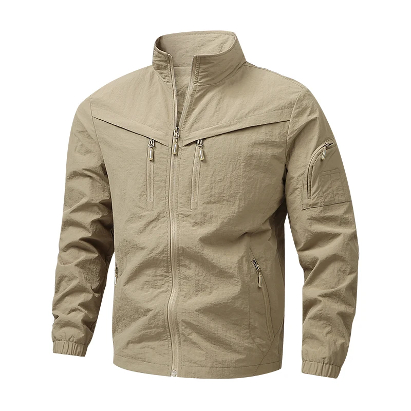 Spring Men Outdoor Multi Pockets Jacket Man Cargo Sports Windproof Tactical Zip Coat Male Waterproof Casual High Quality Jackets