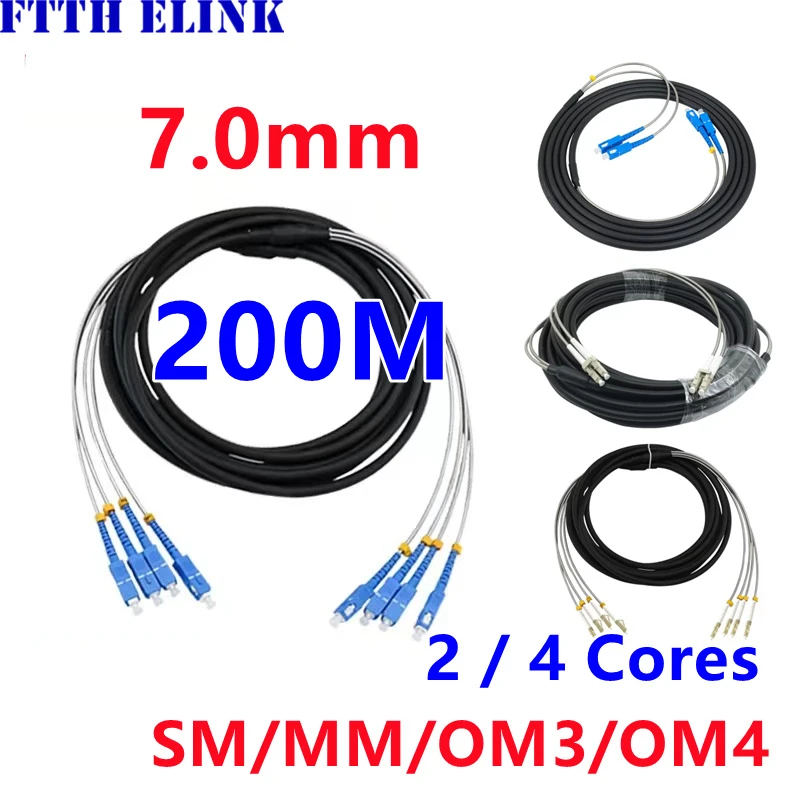 2C 4C Outdoor CPRI Fiber optic Patch cord 200mtr SM OM3 OM4 OM2 LC SC FC ST 2 core 2 fibers cable Singlemode FTTH jumper ELINK