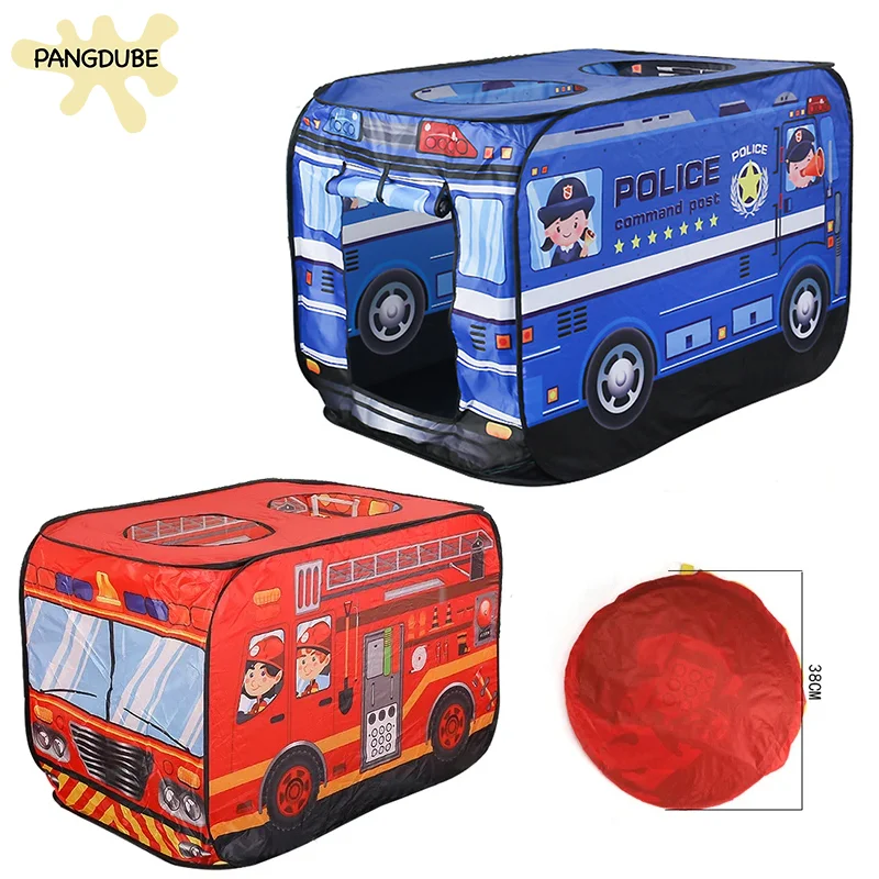 PANGDUBE 112×70×75cm Baby Playpen Foldable Baby Activity Fence Fire Truck & Policy Car Playhouse for Children Christmas Gift