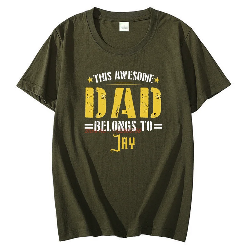This Awesome Dad Belongs To Jay Shirts Graphic Tee Summer New Arrival Goods High Quality Short Sleeve Tee Cotton Printed T-Shirt