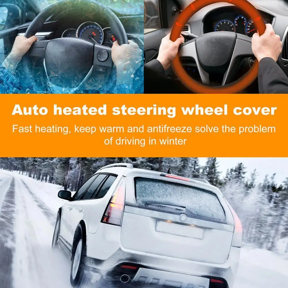 New Heated Steering Wheel Cover Rechargeable Heated Steering Wheel Covers For Cars 12V Steering Wheel Cover