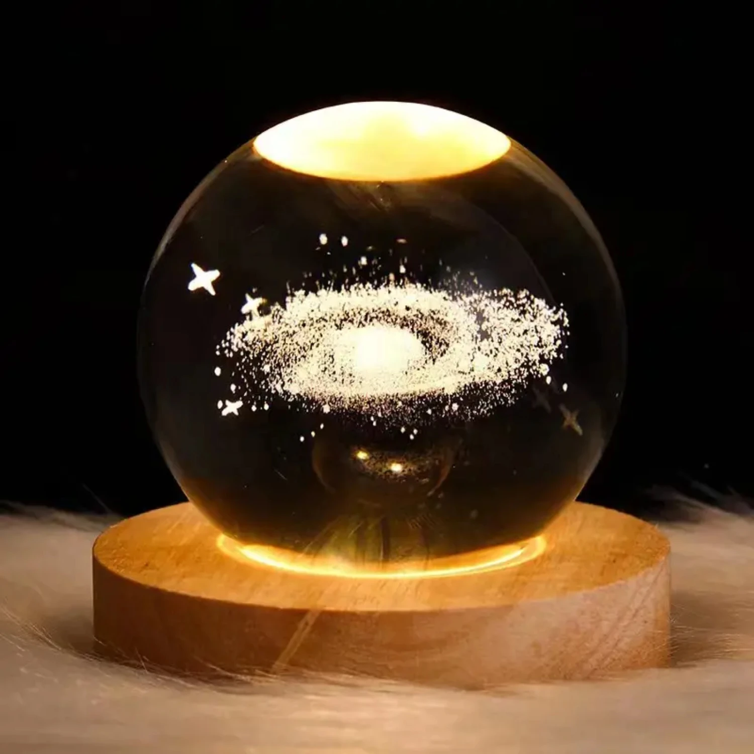 Gorgeous Luminous Crystal Ball Night Light for Bedroom - Stunningly Designed Ambiance Room Decor Lamp - Magnificent Moon Galaxy