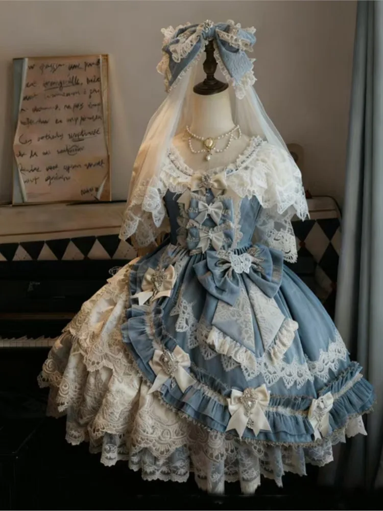 Blue banquet splendid wedding student day coming-of-age dress