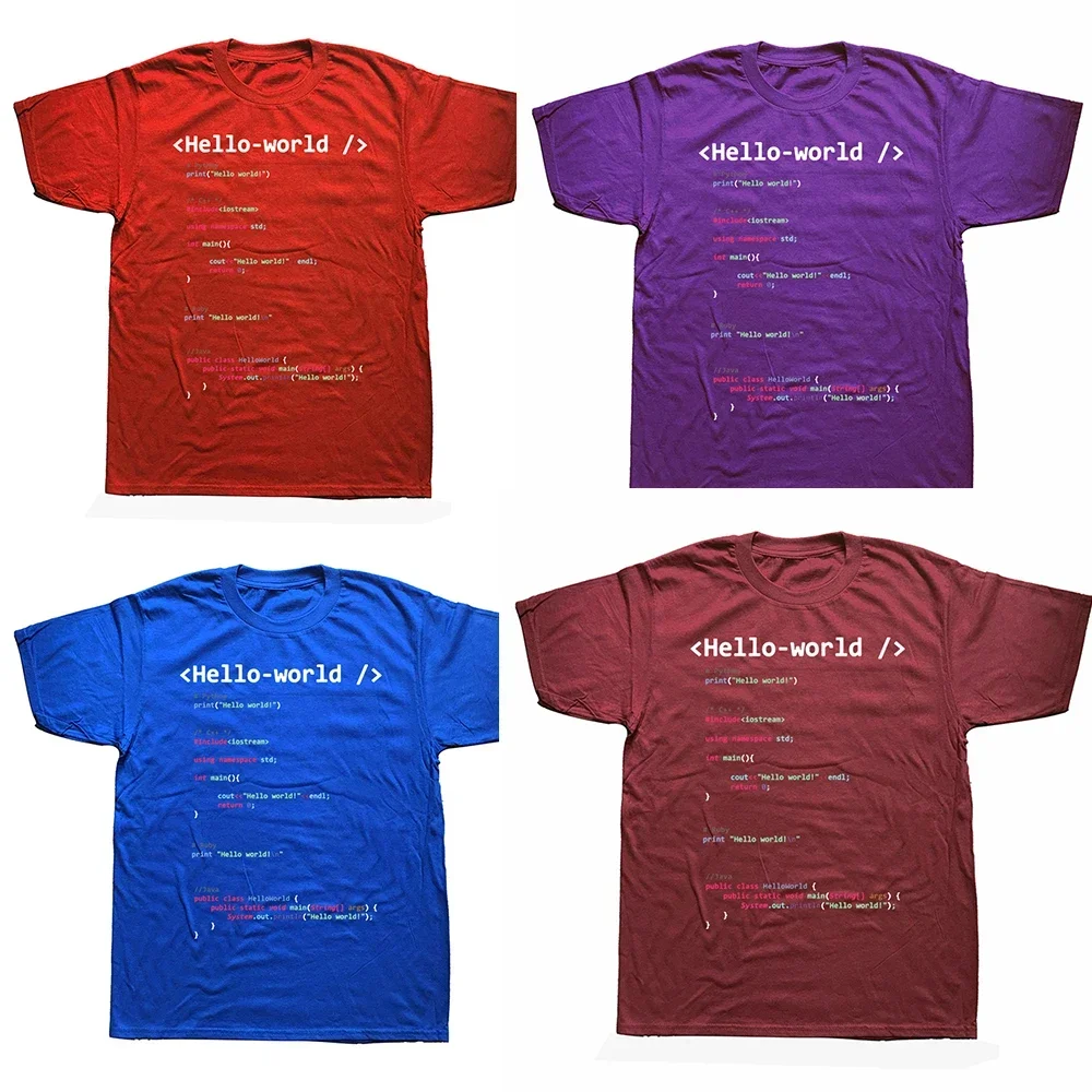 Novelty Awesome Hello WurId Geek Team Programmer T Shirts Graphic Cotton Streetwear Short Sleeve Birthday Gifts Summer T-shirt image 2