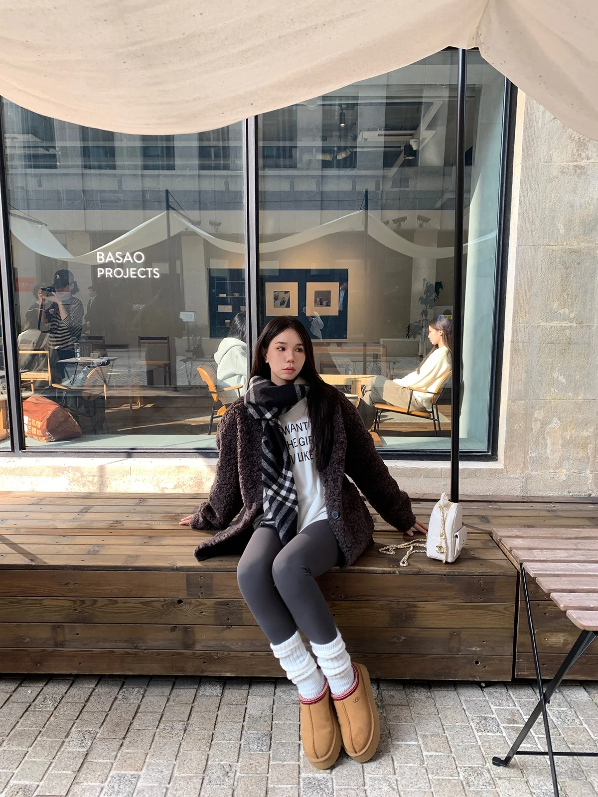 

YOUTHLE Корейская женская куртка из овечьей шерсти с интегрированной кожаной отделкой, осенне-зимняя, свободного кроя, плюшевая, милая