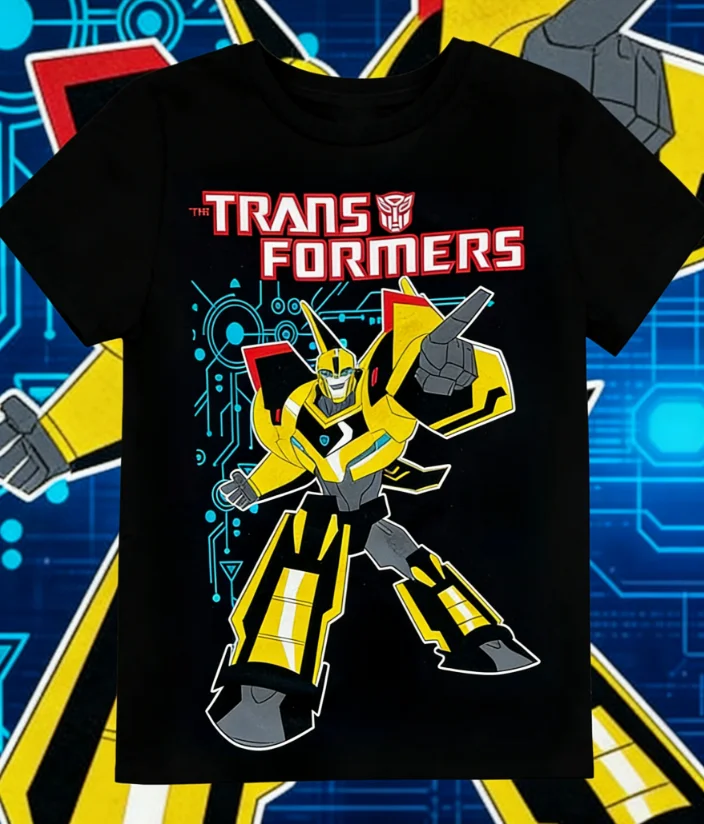 

2025-26 Summer Transformers Autobots Graphic 100% Cotton Print Hasbro Brand Children Unisex T-shirt Breathable Casual Loose Y2k.