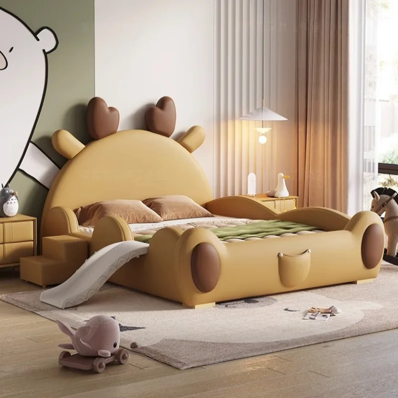 

Nordic Guardrail Safety Kids Beds Yellow Stairs Single Playpen Children Beds Modern Style Design Lit Enfant Furniture For Home