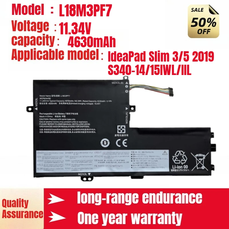 

L18M3PF7 L18L3PF3 Laptop Battery for IdeaPad Slim 3/5 2019 S340-14/15IWL/IIL High Quality Battery 11.34V 4630mAh