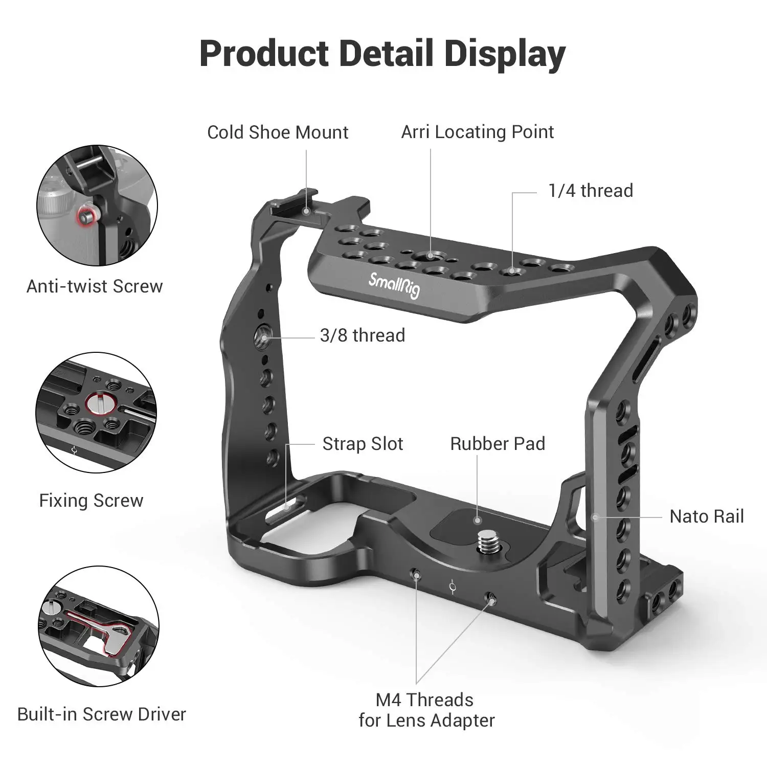 SMALLRIG Camera Cage Only for Sony Alpha 7S III / A7S III / A7SIII / A7S3 Formfitting Full Cage with 1/4\