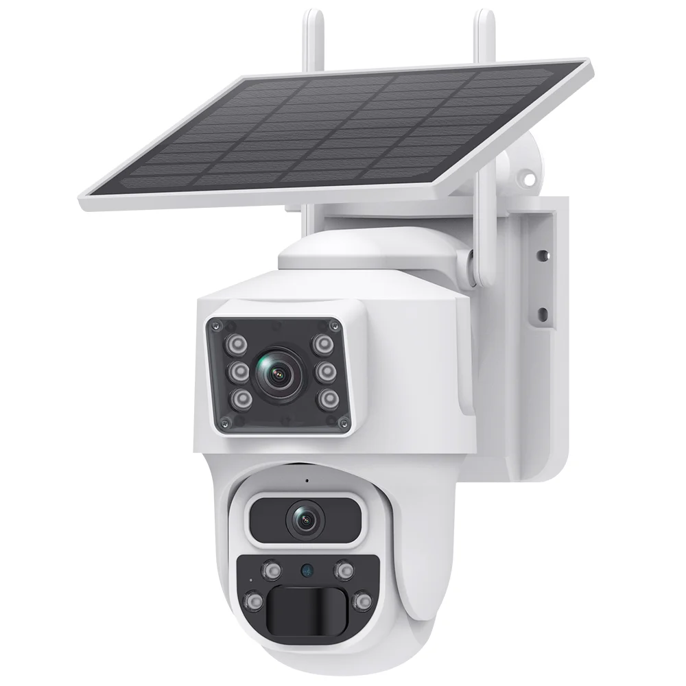 6MP Ubox APP Solar Power Dual Lens WIFI IP Camera Full Color AI Humanoid Detection Home Security CCTV Monitor