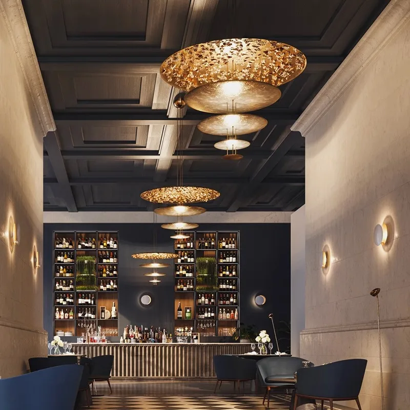 Italian Luxury Vintage Hardware Gold Foil Ceiling Chandelier for Home Decor Gold Indoor Lighting Dining Room