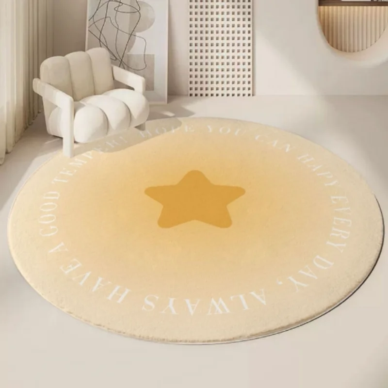 VIKAMA Sweet Ins Style Round Rug Soft Plush Non-Slip Washable Floor Mat Warm Feeling for Dressing Room Bedside Bedroom