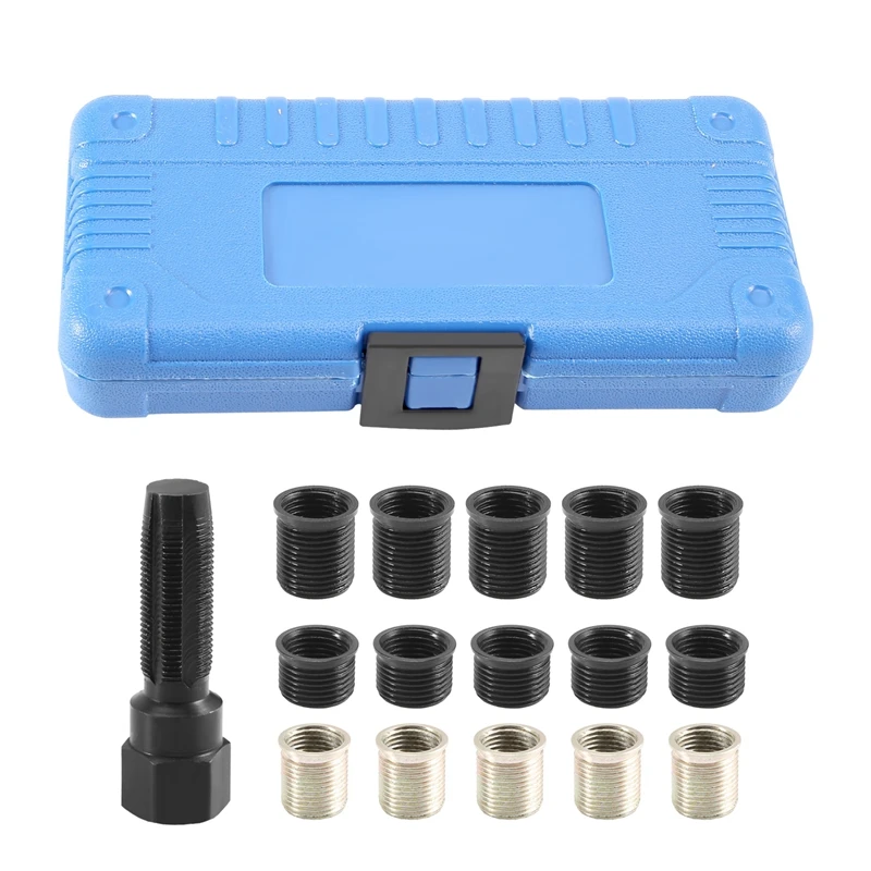 

16Pcs M14 X 1.25 0.4 Inch And 0.7 Inch Spark Plug Rethread Thread Repair Tools Kit Wire Sleeve