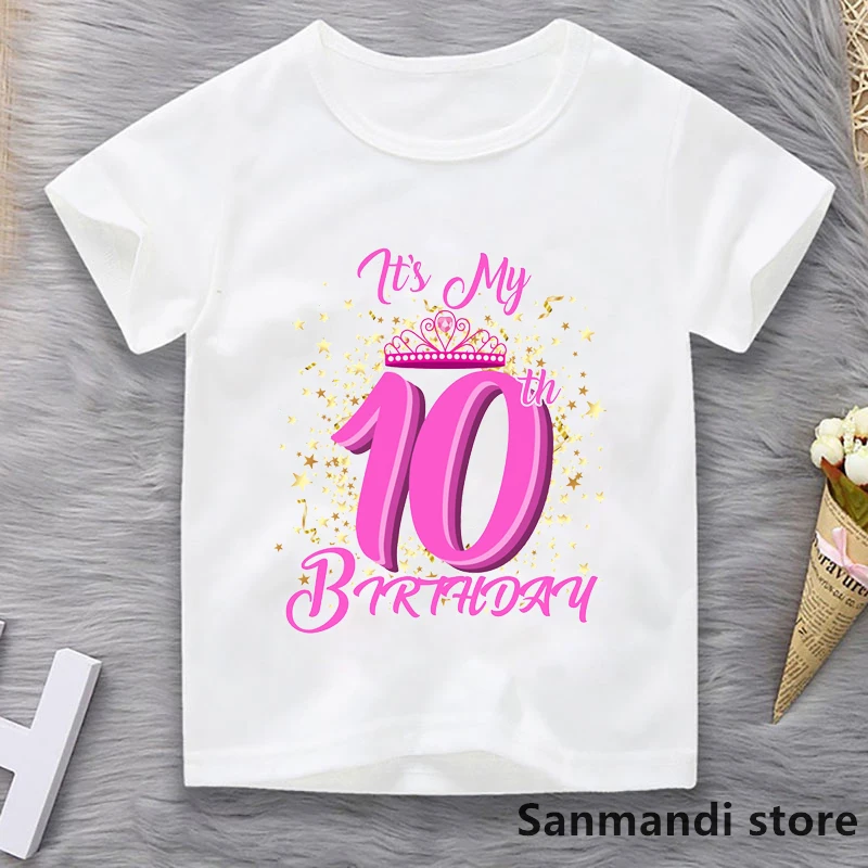 

It'S My 3th-13th Birthday Gift Crown Graphic Print Tshirt Tops For Girls Funny T Shirt Summer Short Sleeve Kawaii T-Shirt