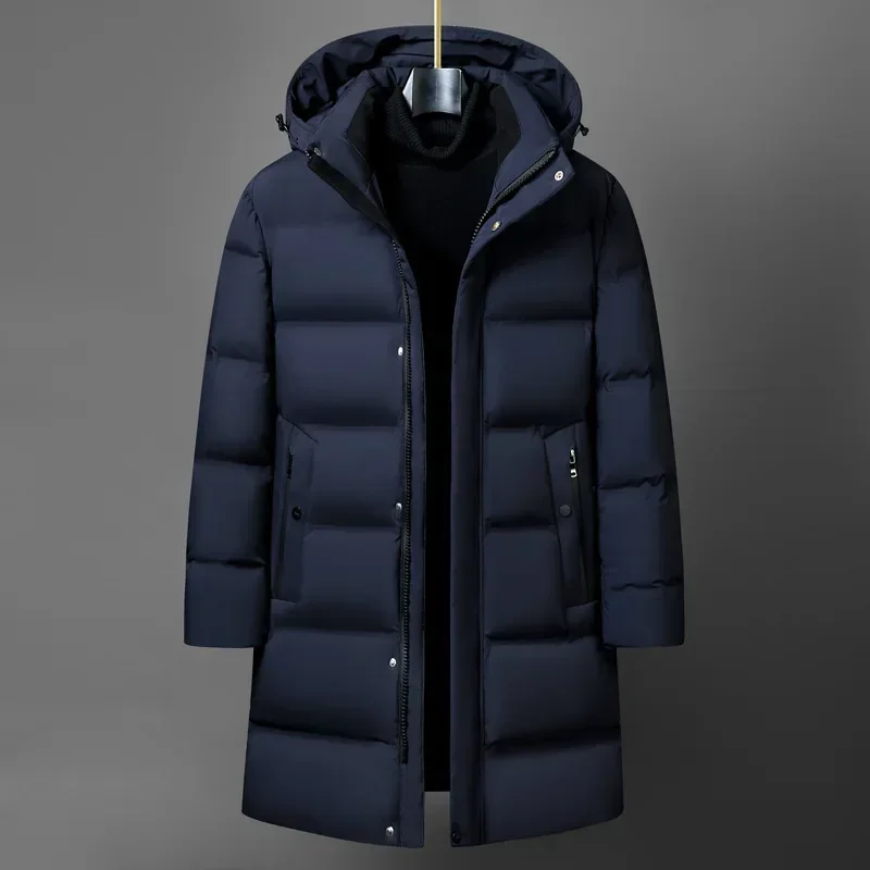 Chaqueta de invierno a la moda de Canadá para hombre, abrigo de plumas, Parka, chaqueta de plumas de ganso blanco para hombre, cuello con capucha, M-4XL cálido y grueso con relleno largo