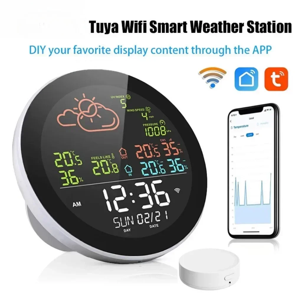 RSH full-function intelligent wifi thermometer  radio wave weather station indoor and outdoor thermometer weather clock