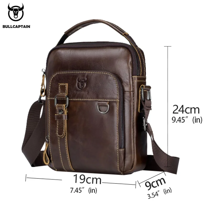 Imagem -06 - Bullcaptain-bolsa de Ombro de Couro Masculina Bolsas Mensageiro Masculinas Crossbody Bolsa Masculina de Qualidade Viagem para Ipad Moda