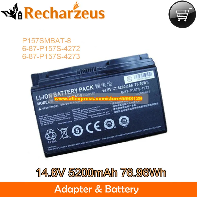 

Genuine P157SMBAT-8 Battery 14.8V 5200mAh 76.96Wh For Clevo EON117-S P157SM P177SM NP8258 XMG P503 P704 Terrans Force X611 X811