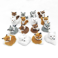 Mini Plush Simulation Fox Ornament Home Office Desktop Decoration Crafts Squatting Fox Doll Toy Animal Figurine Christmas Gifts