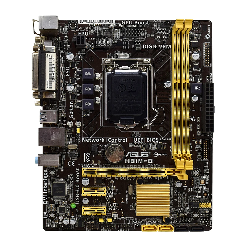 ASUS H8I Motherboard set kit H81M-D+i5 4690 CPU DDR3 1600MHz 16GB LGA1150 Intel H81 16GB PCI-E 2.0 USB3.0 mATX