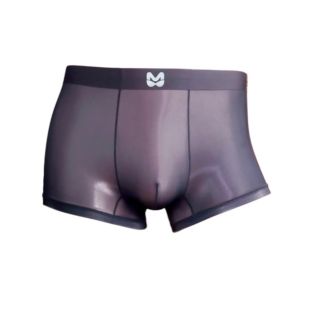 Men Ultra Thin Sheer Mesh Boxer Briefs Breathable Tight Perspective Flat Underwear For Summer
