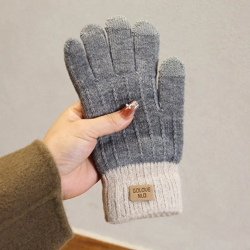 A Pair of Winter Warm Gloves, Knitted Touch Screen Gloves, Unisex Cold Resistant Fingerless Gloves