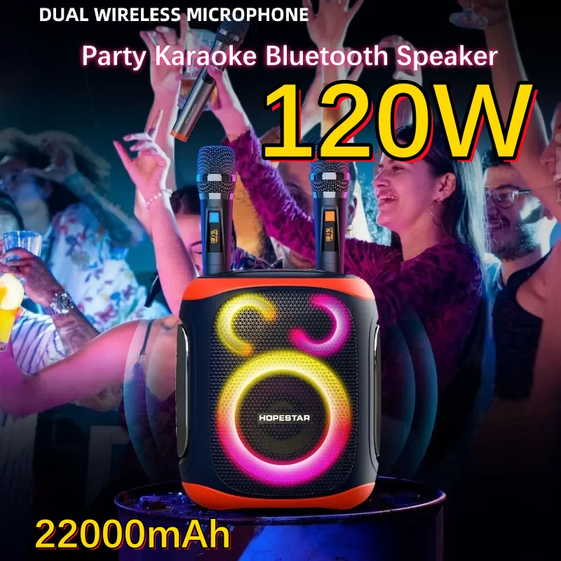 

Party130 120W High Power Karaoke Bluetooth Speaker Family Party Box HIFI Heavy Bass Portable Tws Stereo Boombox with Microphone