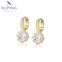 Xuping Jewelry New Arrival Copper Round Stone Charm Light Gold Color Hoop Earrings for Women Party Gift X000458625