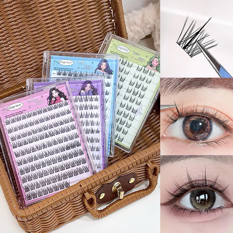 Gege Bear No-Glue False Eyelashes - Easy 3-Step Application, Natural Look, Perfect for Beginners with Sunflower Desig 썸네일 2