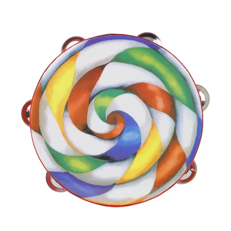 SYDS Colorful 8 Inch Tambourine Hand Held Lollipop Drum Percussion Musical Instrument Children Kids Toy Gift