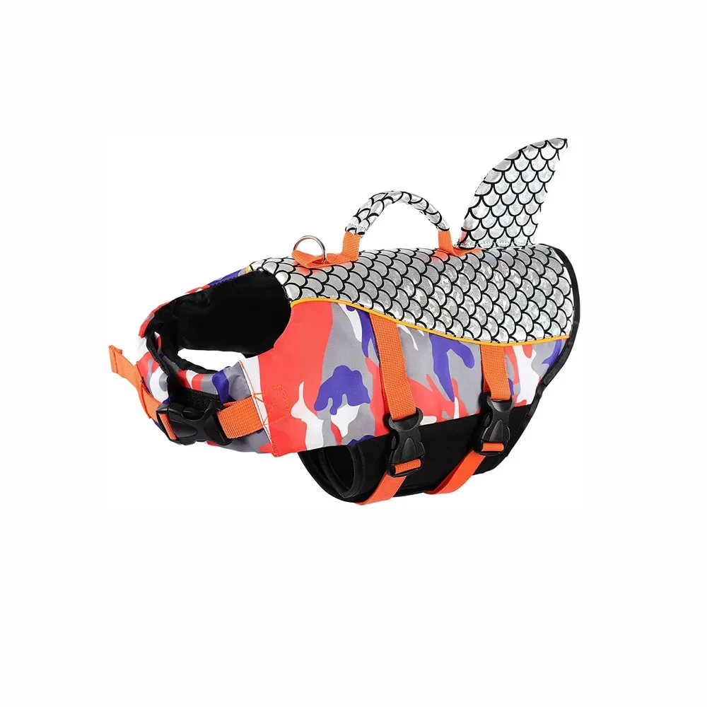 Dog Life Jacket Shark Pets Life Vest Adjustable Ripstop Dogs Swimming Safety Vest With Superior Buoyancy Rescue Handle For Dogs