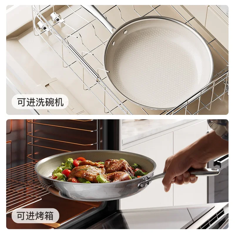 Redchef Honeycomb Ceramic Pan Household Non-Stick Pan Stainless Steel Frying Pan Fried Egg Steak Special Gas Stove Pots and Pans