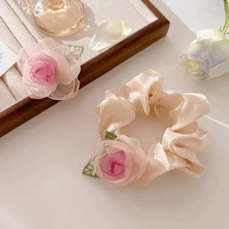 Elegant Rose Hair Tie Ribbon Bow Headband Long Tassel Hair Clip Women's Sweet for Girls Fashion Simple Hair Tie 집게핀 Заколки