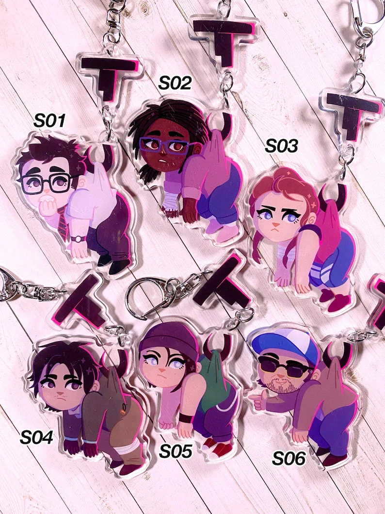 Survivor Character Connected Acrylic Keychain, Horror Game Fan Art Inter‑Locking Bag Charm Collectible Pendant Gift