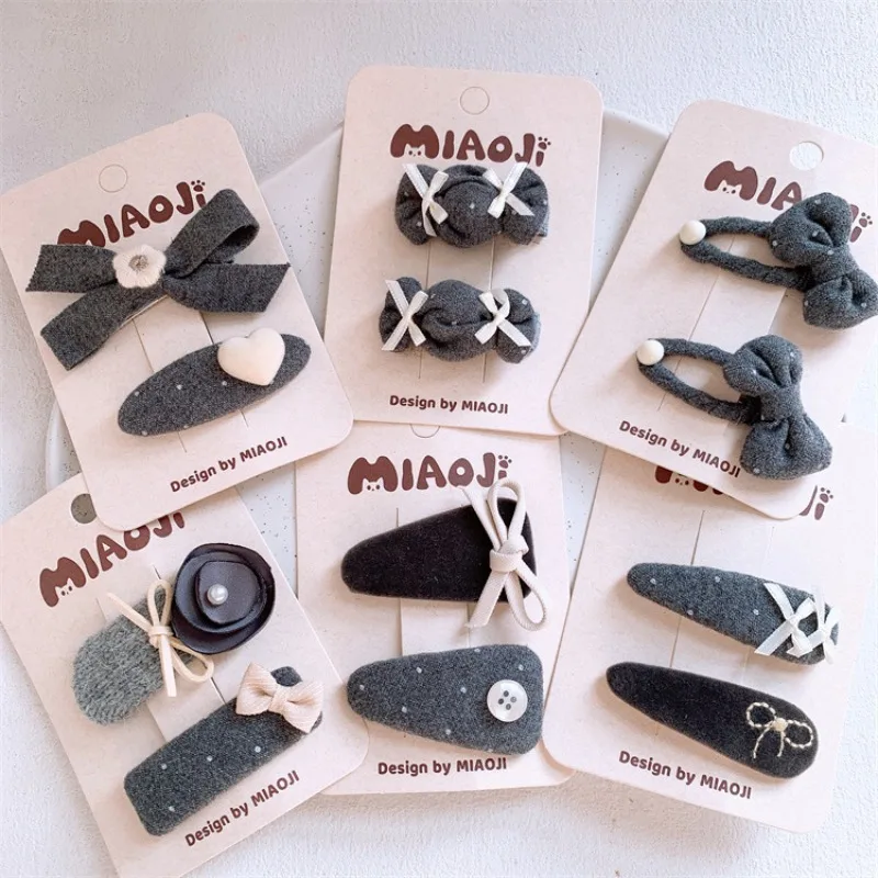 

Заколки для волос в корейском стиле: серые бабочки, для девочек, для боковых прядей, с нескользящим креплением, нежная фиксация, аксессуары для волос