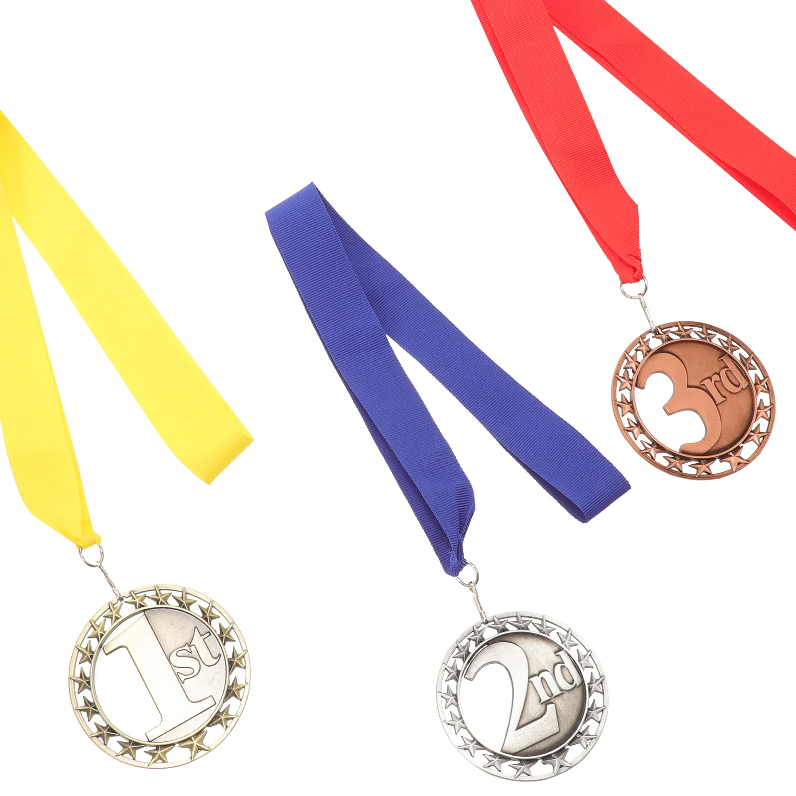 

3pcs Medals Realistic Award Soccer Gymnastics Commemorative Winner Chess Ribbons Metal Alloy Durable Craftsmanship Small Size